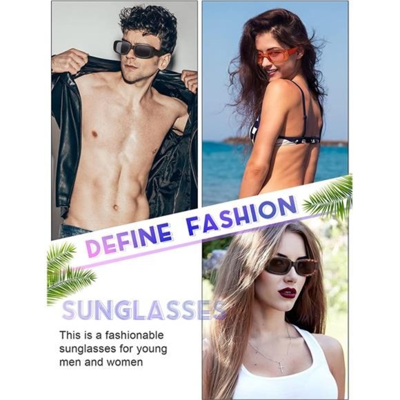 10 Pack Small Rectangle Sunglasses Women Retro Square Glasses 90s Vintage Trendy main image 5